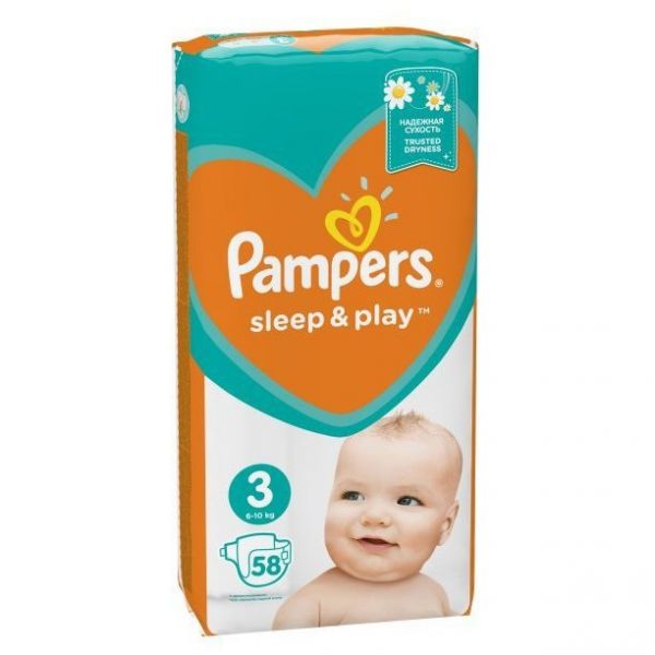 Подгузники Pampers Sleep&Play, р. 3, 6-10 кг, 58 шт